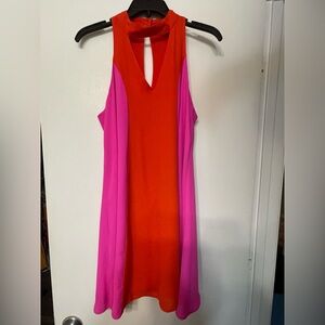 CROSBY by Mollie Burch two-tone hot pink/orange racer back dress